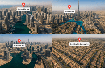 איזו שכונה בדובאי נותנת את המקסימום? השוואה בין מרינה, דאון טאון, JVC ו-Business Bay לפי קהילה, ביקוש ושכירות