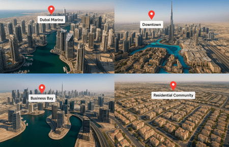 איזו שכונה בדובאי נותנת את המקסימום? השוואה בין מרינה, דאון טאון, JVC ו-Business Bay לפי קהילה, ביקוש ושכירות